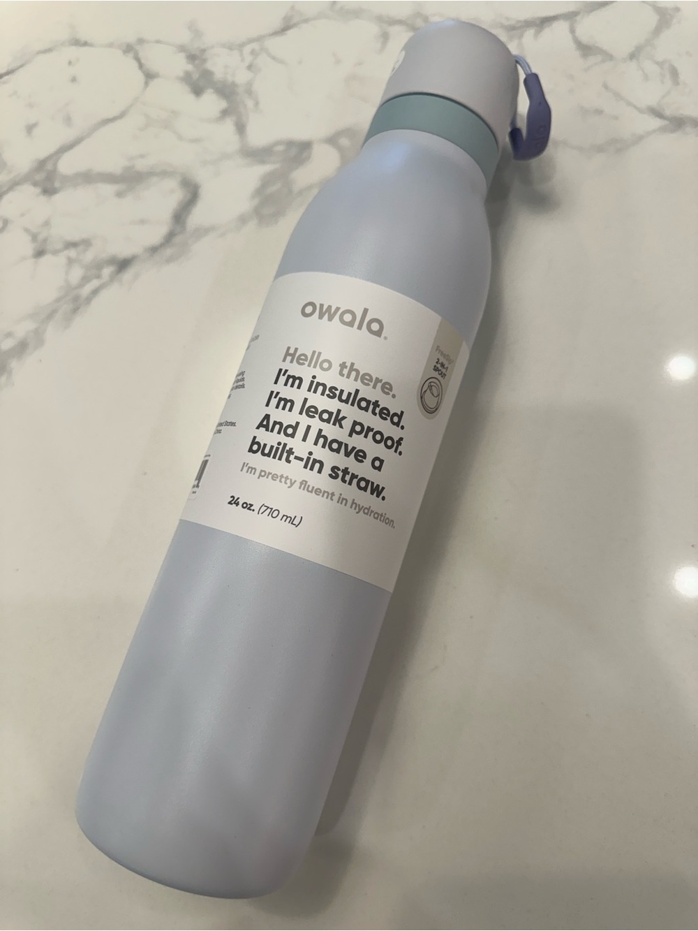 Owala Insulated Water Bottle with Built-In Straw — Light Gray
